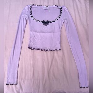 Urban Outfitters Lilac Long Sleeve Top with Black Accents